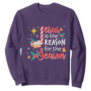 Jesus Is The Reason For The Season Sweatshirt Christmas Jolly Bell TS11 Purple Print Your Wear