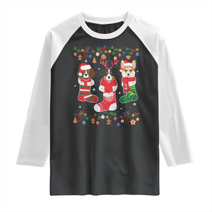 Funny Christmas Dog Owner Raglan Shirt Socks Xmas Holiday TS11 Black White Print Your Wear