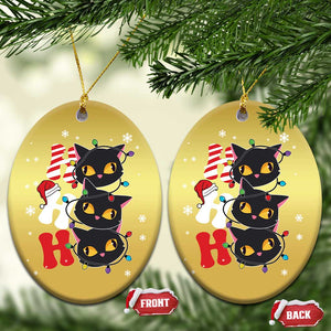 Funny Xmas Black Cat Triple Ho Christmas Ornament TS11 Oval Gold Print Your Wear