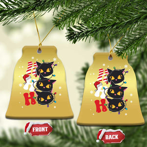 Funny Xmas Black Cat Triple Ho Christmas Ornament TS11 Bell Flake Gold Print Your Wear