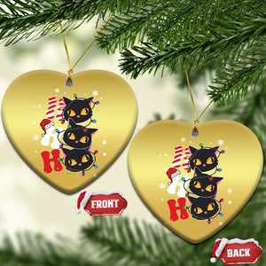 Funny Xmas Black Cat Triple Ho Christmas Ornament TS11 Heart Gold Print Your Wear