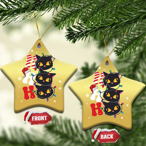 Funny Xmas Black Cat Triple Ho Christmas Ornament TS11 Star Gold Print Your Wear