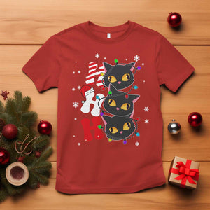 Funny Christmas Black Cat Triple Ho T Shirt TS11 Red Print Your Wear