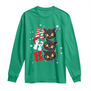 Funny Christmas Black Cat Triple Ho Long Sleeve Shirt TS11 Irish Green Print Your Wear