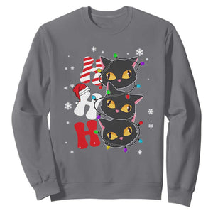 Funny Christmas Black Cat Triple Ho Sweatshirt TS11 Charcoal Print Your Wear