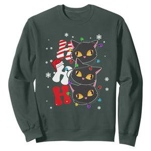 Funny Christmas Black Cat Triple Ho Sweatshirt TS11 Dark Forest Green Print Your Wear