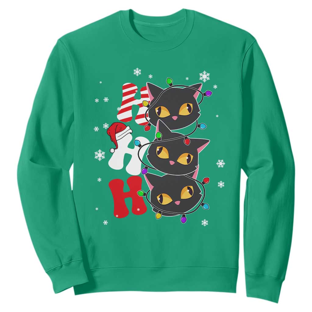 Funny Christmas Black Cat Triple Ho Sweatshirt TS11 Irish Green Print Your Wear
