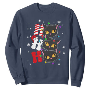 Funny Christmas Black Cat Triple Ho Sweatshirt TS11 Navy Print Your Wear