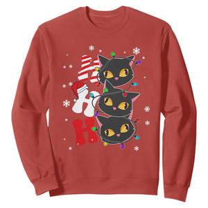 Funny Christmas Black Cat Triple Ho Sweatshirt TS11 Red Print Your Wear