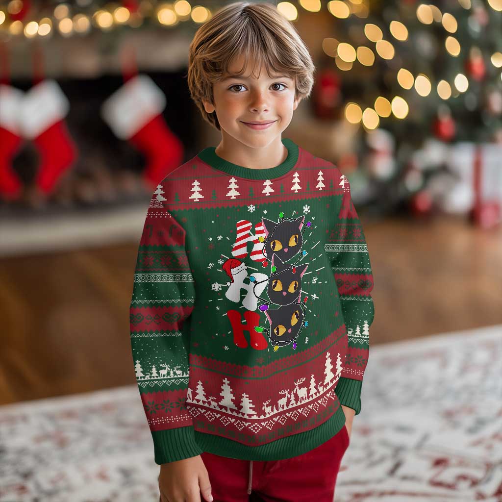 Funny Xmas Black Cat Triple Ho Ugly Christmas Sweater TS11 Christmas Print Your Wear