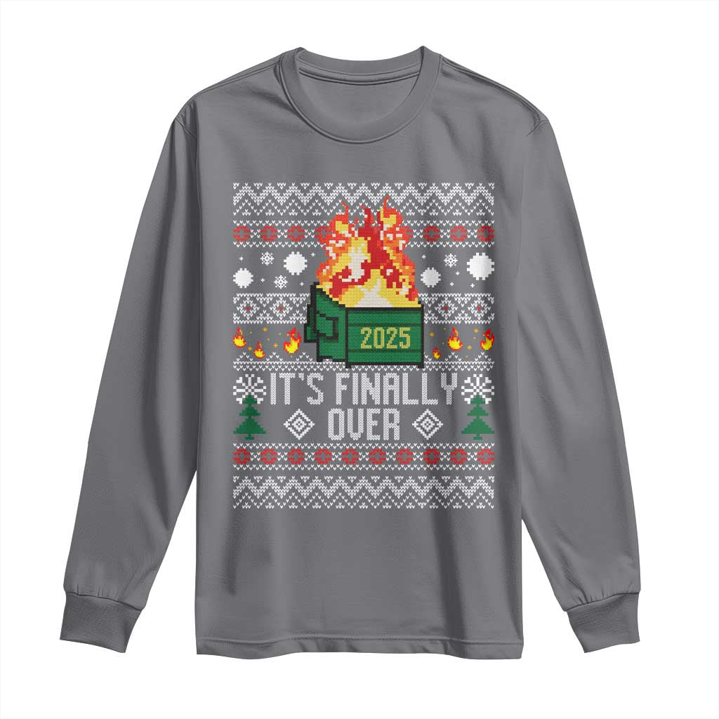 Funny Christmas Lil Dumpster Fire Long Sleeve Shirt It Is Finally Over 2025 TS11 Charcoal Print Your Wear