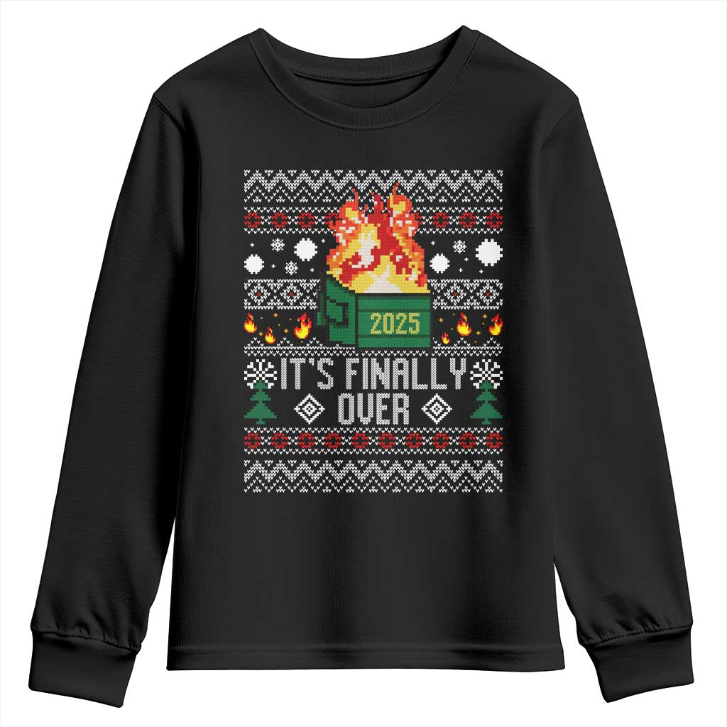 Funny Christmas Lil Dumpster Fire Youth Sweatshirt It Is Finally Over 2025 TS11 Black Print Your Wear