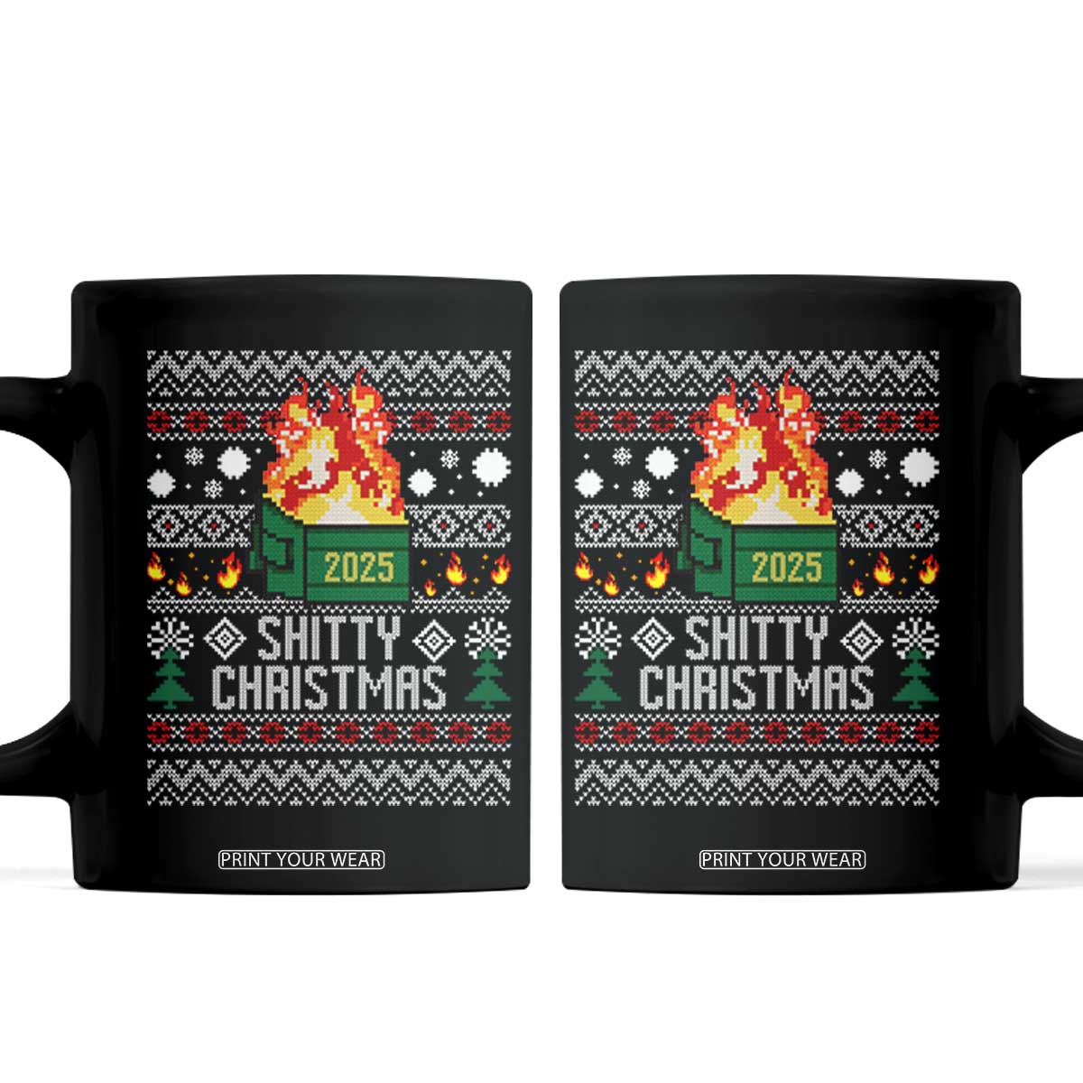 Funny Xmas Lil Dumpster Fire Coffee Mug Shitty Christmas Festive Holiday TS11 Black Print Your Wear