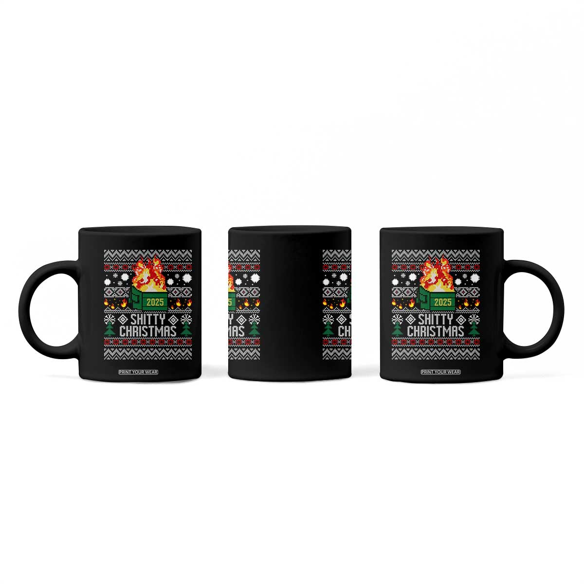 Funny Xmas Lil Dumpster Fire Coffee Mug Shitty Christmas Festive Holiday TS11 Print Your Wear