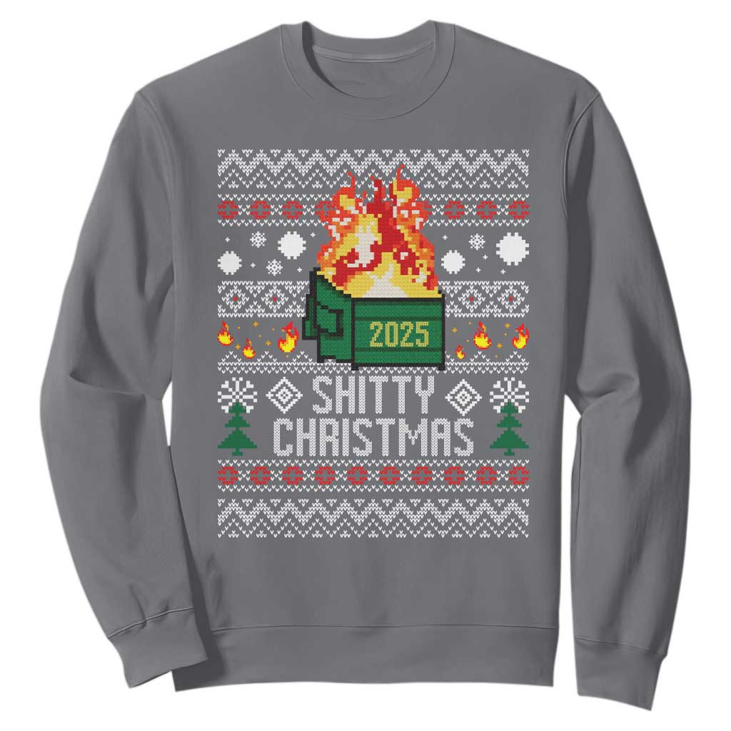 Funny Xmas Lil Dumpster Fire Sweatshirt Shitty Christmas Festive Holiday TS11 Charcoal Print Your Wear