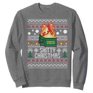 Funny Xmas Lil Dumpster Fire Sweatshirt Shitty Christmas Festive Holiday TS11 Charcoal Print Your Wear