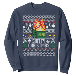 Funny Xmas Lil Dumpster Fire Sweatshirt Shitty Christmas Festive Holiday TS11 Navy Print Your Wear
