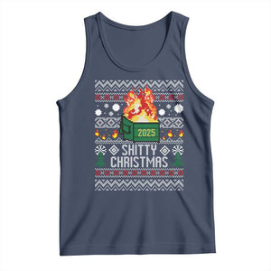 Funny Xmas Lil Dumpster Fire Tank Top Shitty Christmas Festive Holiday TS11 Navy Print Your Wear