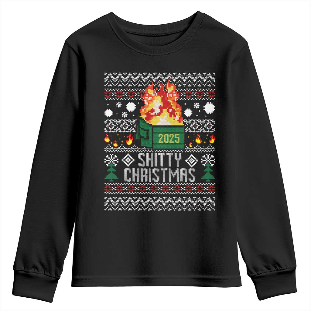 Funny Xmas Lil Dumpster Fire Youth Sweatshirt Shitty Christmas Festive Holiday TS11 Black Print Your Wear