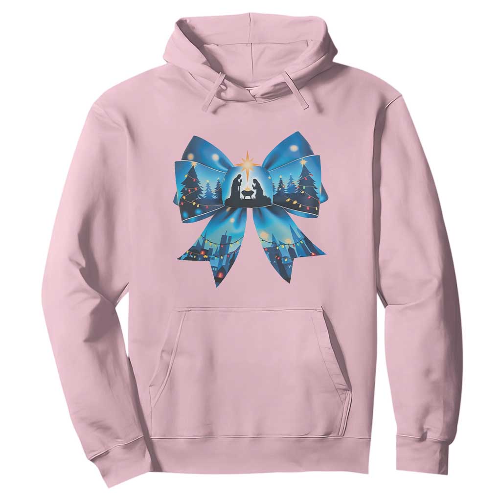 Jesus God Nativity Scene Coquette Bow Christmas Hoodie TS11 Light Pink Print Your Wear