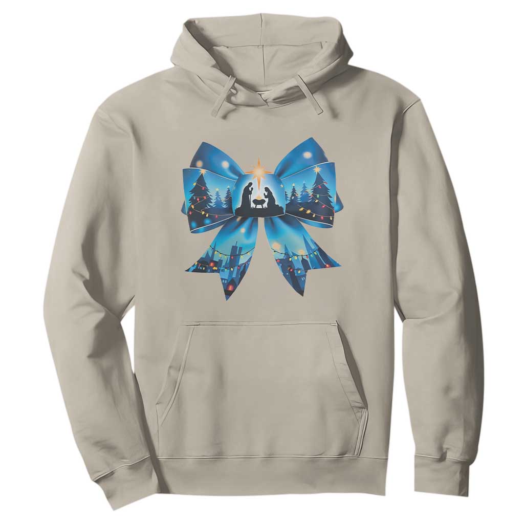 Jesus God Nativity Scene Coquette Bow Christmas Hoodie TS11 Sand Print Your Wear