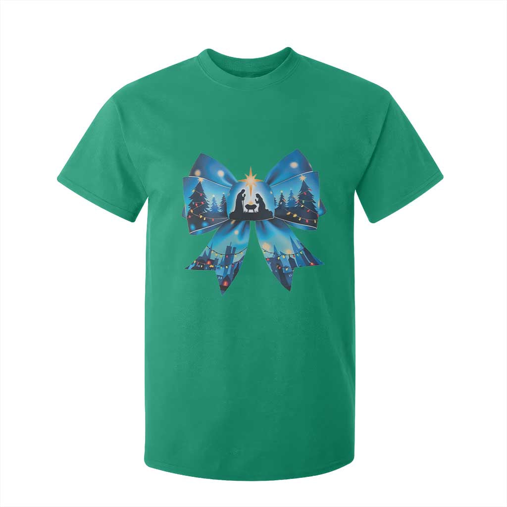 Jesus God Nativity Scene Coquette Bow Christmas T Shirt For Kid TS11 Irish Green Print Your Wear