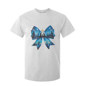 Jesus God Nativity Scene Coquette Bow Christmas T Shirt For Kid TS11 White Print Your Wear