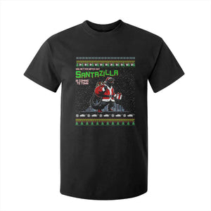 Funny Christmas Santa Godzilla T Shirt For Kid You Better Watch Out Santazilla Is Coming To Town TS11 Black Print Your Wear