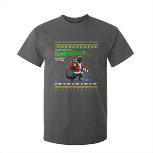 Funny Christmas Santa Godzilla T Shirt For Kid You Better Watch Out Santazilla Is Coming To Town TS11 Dark Heather Print Your Wear