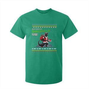 Funny Christmas Santa Godzilla T Shirt For Kid You Better Watch Out Santazilla Is Coming To Town TS11 Irish Green Print Your Wear