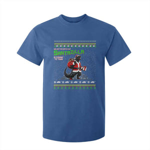 Funny Christmas Santa Godzilla T Shirt For Kid You Better Watch Out Santazilla Is Coming To Town TS11 Royal Blue Print Your Wear