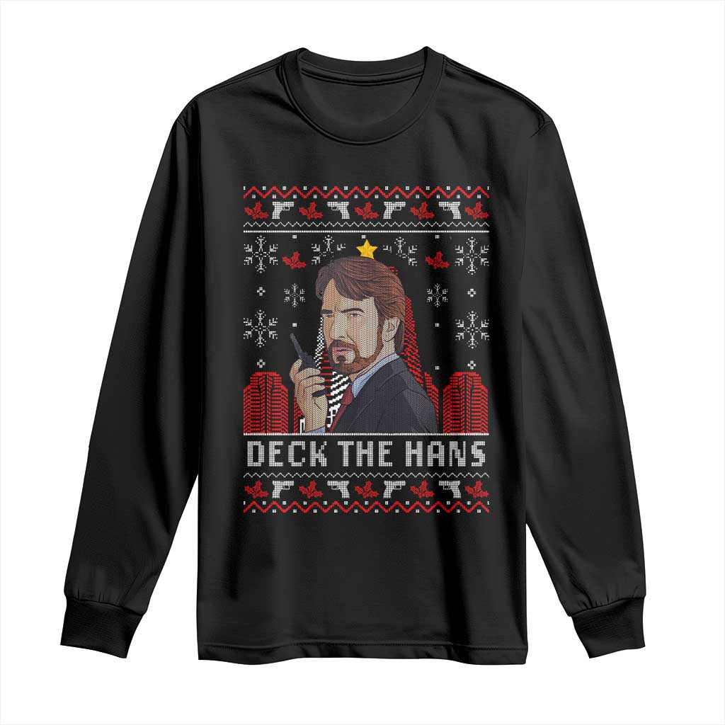 Funny Christmas Nakatomi Plaza Long Sleeve Shirt Deck The Hans TS11 Black Print Your Wear