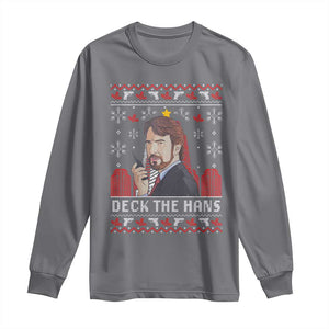 Funny Christmas Nakatomi Plaza Long Sleeve Shirt Deck The Hans TS11 Charcoal Print Your Wear