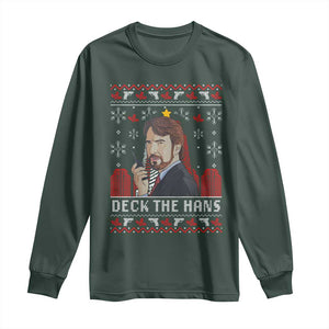 Funny Christmas Nakatomi Plaza Long Sleeve Shirt Deck The Hans TS11 Dark Forest Green Print Your Wear