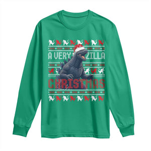 Funny Christmas Santa Godzilla Long Sleeve Shirt A Very Godzilla Xmas Japanese Monster TS11 Irish Green Print Your Wear