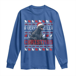 Funny Christmas Santa Godzilla Long Sleeve Shirt A Very Godzilla Xmas Japanese Monster TS11 Royal Blue Print Your Wear