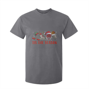 Funny Christmas Ice Hockey T Shirt For Kid Tis The Season Santa Elf Hat Hockey Equipment TS11 Charcoal Print Your Wear