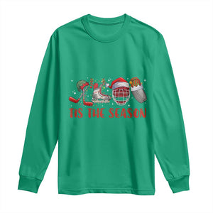 Funny Christmas Ice Hockey Long Sleeve Shirt Tis The Season Santa Elf Hat Hockey Equipment TS11 Irish Green Print Your Wear