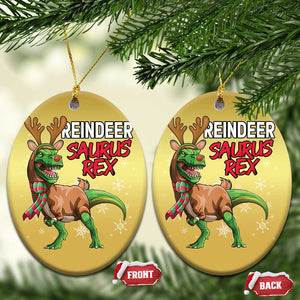 Funny Xmas Rex Dinosaur Christmas Ornament Reindeer Saurus Rex Xmas Dinosaur TS11 Oval Gold Print Your Wear