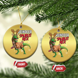 Funny Xmas Rex Dinosaur Christmas Ornament Reindeer Saurus Rex Xmas Dinosaur TS11 Circle Gold Print Your Wear
