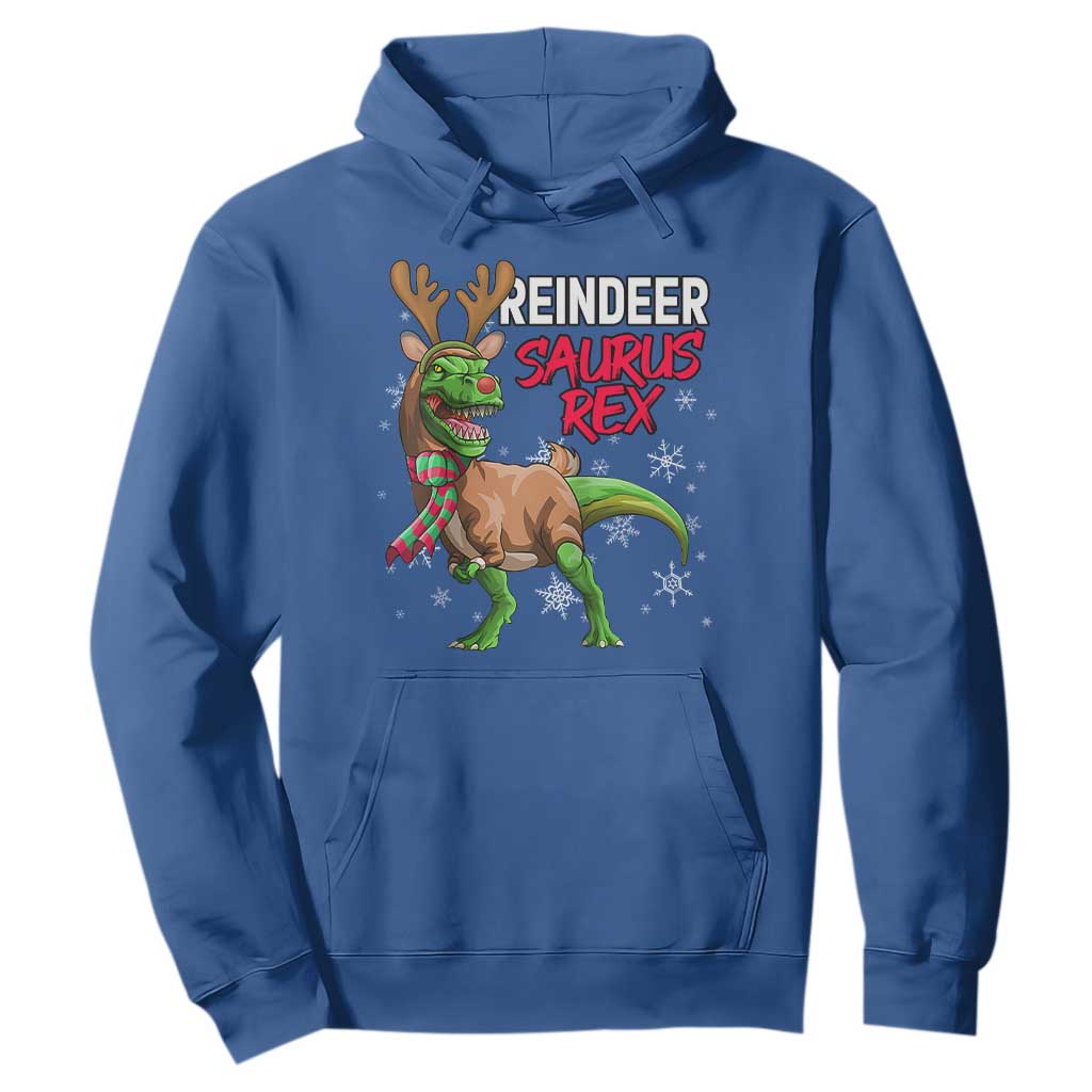 Funny Christmas Rex Dinosaur Hoodie Reindeer Saurus Rex Xmas Dinosaur TS11 Royal Blue Print Your Wear
