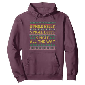 Funny Christmas Anti Couple Hoodie Single Bells Single All The Way TS11 Maroon Print Your Wear