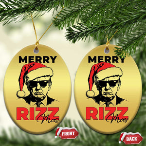 Funny Merry Rizzmas Trump Christmas Ornament Xmas Santa Trump 2024 TS11 Oval Gold Print Your Wear