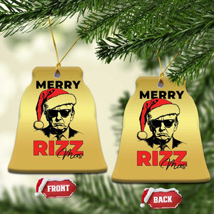 Funny Merry Rizzmas Trump Christmas Ornament Xmas Santa Trump 2024 TS11 Bell Flake Gold Print Your Wear