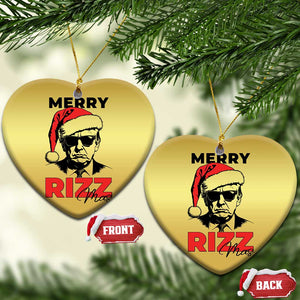 Funny Merry Rizzmas Trump Christmas Ornament Xmas Santa Trump 2024 TS11 Heart Gold Print Your Wear