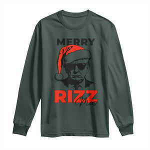 Funny Merry Rizzmas Trump Long Sleeve Shirt Christmas Santa Trump 2024 TS11 Dark Forest Green Print Your Wear