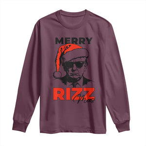 Funny Merry Rizzmas Trump Long Sleeve Shirt Christmas Santa Trump 2024 TS11 Maroon Print Your Wear