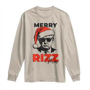 Funny Merry Rizzmas Trump Long Sleeve Shirt Christmas Santa Trump 2024 TS11 Sand Print Your Wear