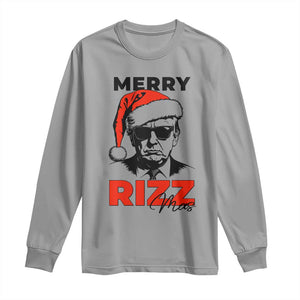 Funny Merry Rizzmas Trump Long Sleeve Shirt Christmas Santa Trump 2024 TS11 Sport Gray Print Your Wear