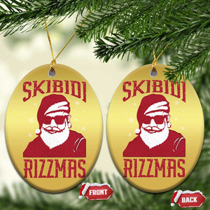 Funny Xmas Santa Christmas Ornament Skibidi Rizzmas Vintage Charisma Rizz Santa Claus TS11 Oval Gold Print Your Wear